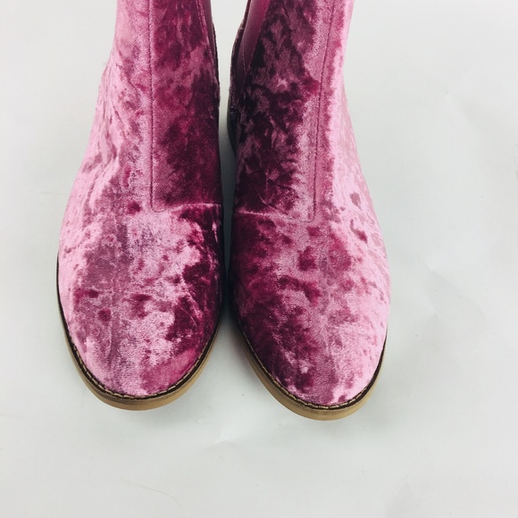 New Toms Ella Faded Rose Velvet Ankle Booties - Picture 3 of 6
